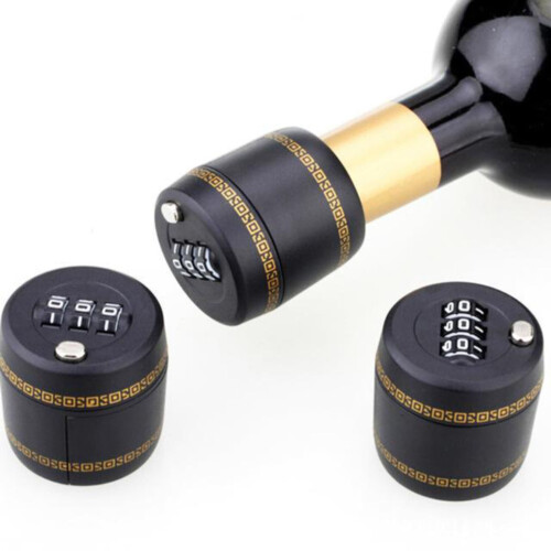 Cadenas pour bouteille de vin avec code à 3 chiffres et bouchon anti-fuite