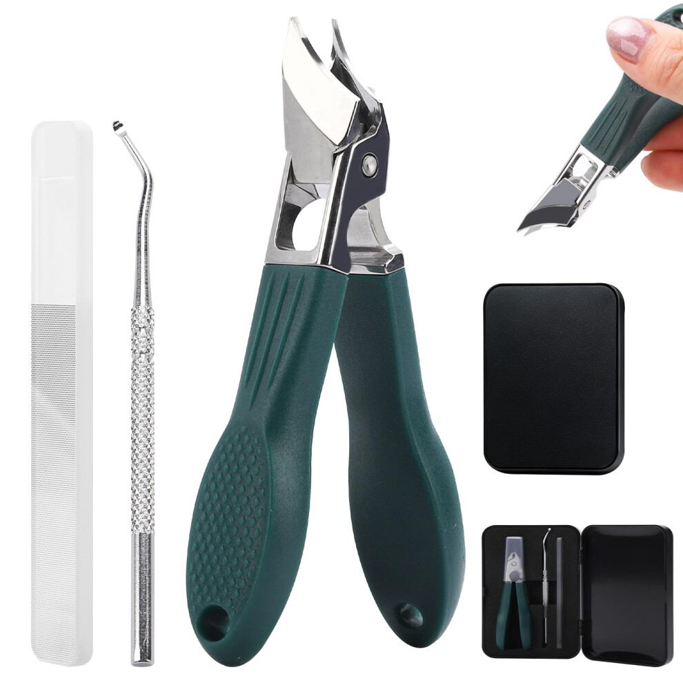 Fbfl Eagle Beak Nail Clippers For Ingrown & Thick Nails - Beveled/Slanted/Angled Blades, Long Handle Wide Jaw, Anti-Splash Ultra Sharp Stainless Steel Edge