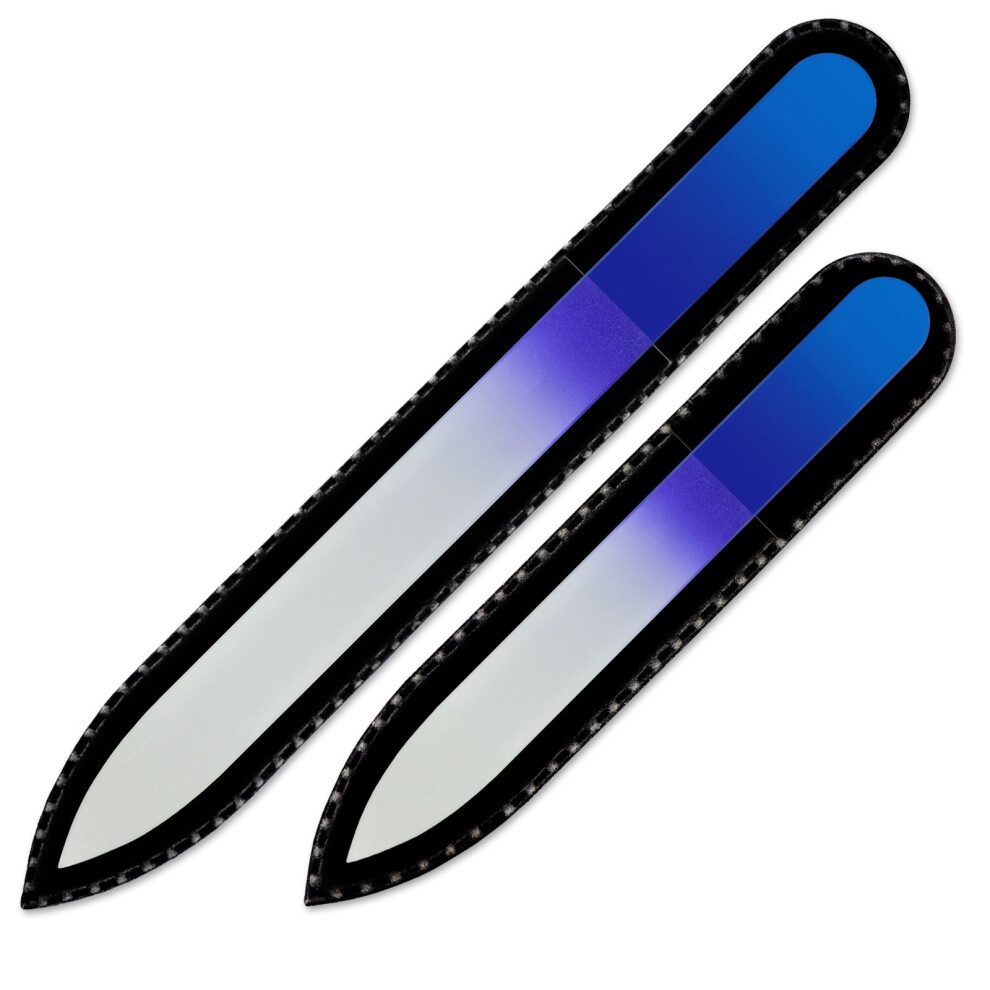Mont Bleu Set Of 2 Color Glass Nail Files - Handmade Mother's Day Gifts - Genuine Czech Tempered Glass - Manicure & Pedicure For Natural Nails - Finge