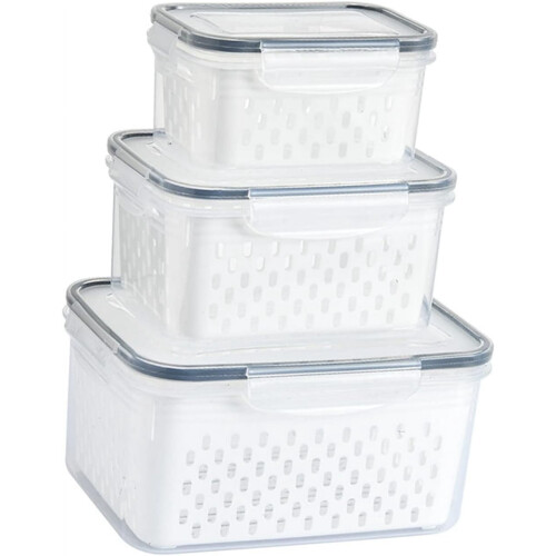 3-pack transparenta läckagesäkra matförvaringsbehållare 1
