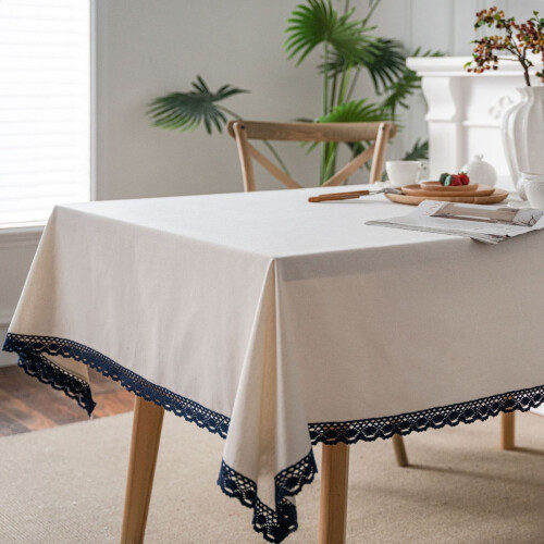 Knitterfreie, waschbare Tischdecke mit Fransen 2