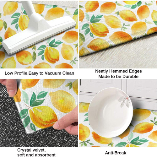 Lemon Kitchen Mat Set – 2 Non-Slip Rugs 1