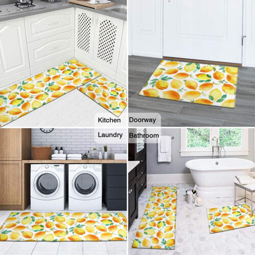 Lemon Kitchen Mat Set – 2 Non-Slip Rugs 2