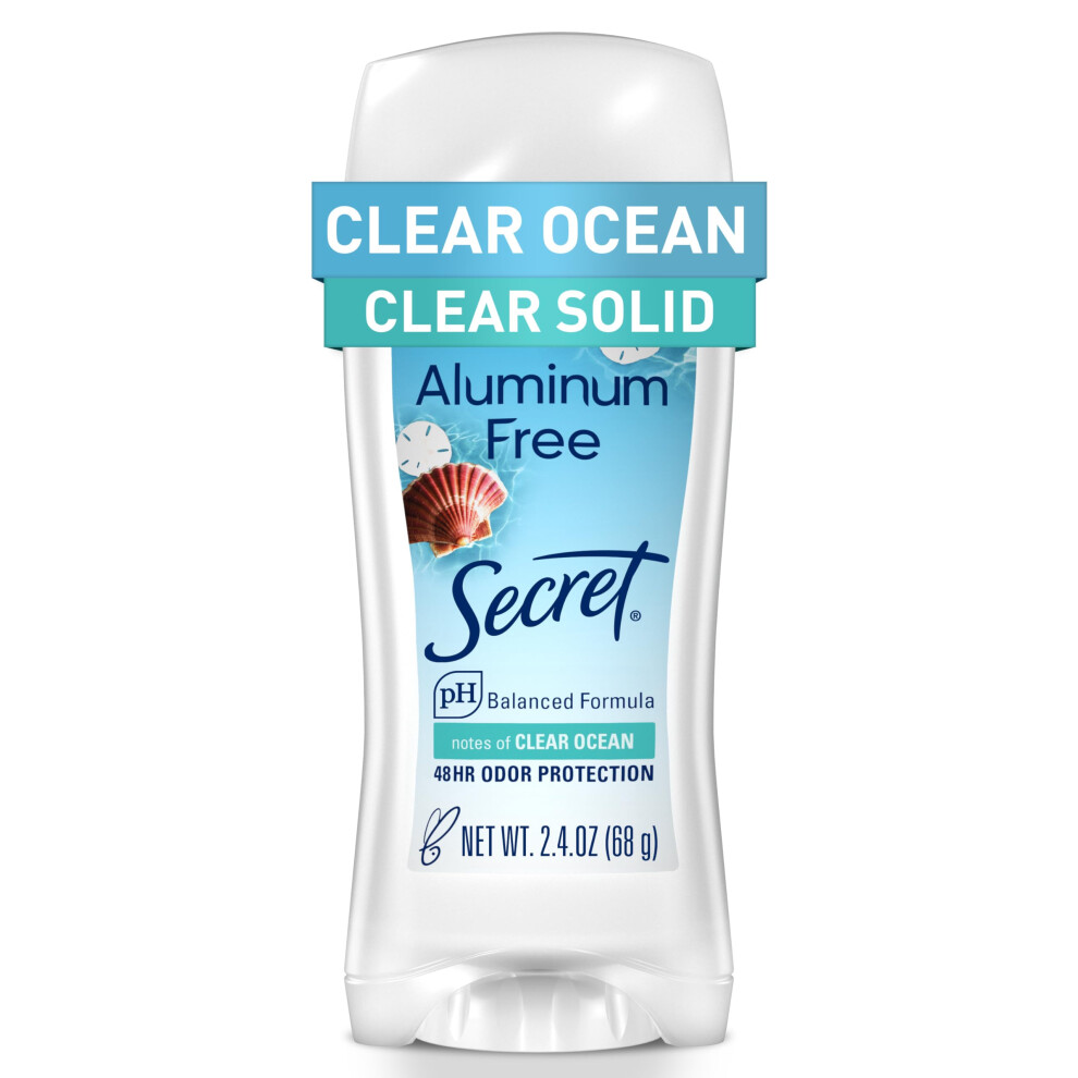 Secret White Aluminum Free Deodorant For Women, 48Hr Odor Protection, Free Of Parabens Dyes Talc & Baking Soda, Ph Balancing Minerals, Clear Solid, Clear Oc