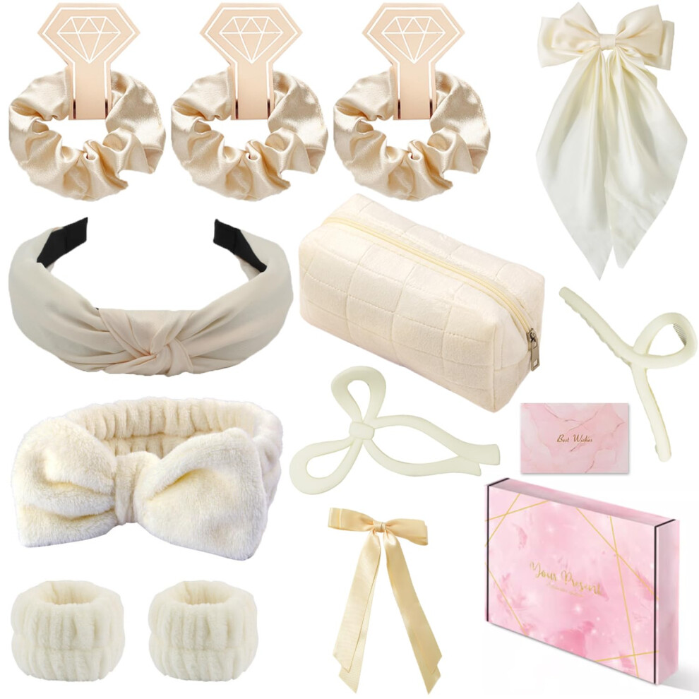 Musejoy Spa Headband And Wristband Set Top Knotted Headbands Silky Satin Hair Bows Bows Hair Clip Big Hair Claw Clips Butterfly Hair Accessories Satin Silk Sc