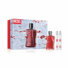 DIESEL D Red - Fragrance Gift Set for Men - Includes Eau de Parfum 3.4 Fl Oz & 2x Travel Sprays 0.34 Fl Oz