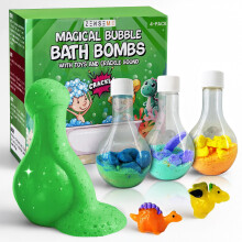 Zenseme Bath Bombs for Boys with Mini Toy Ducks Inside - Kids Bath Bombs Powder - Bubble Bath for Kids - Bathtime Experiment Kit Mix - Blast of Foam &