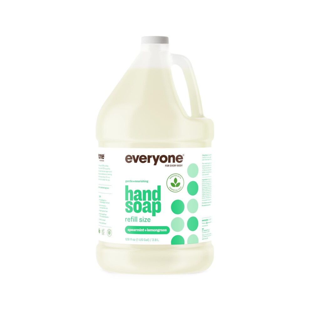 Everyone Liquid Hand Soap Refill, 1 Gallon, Spearmint And Lemongrass, Made With Essential Oils For Kitchen And Bathroom