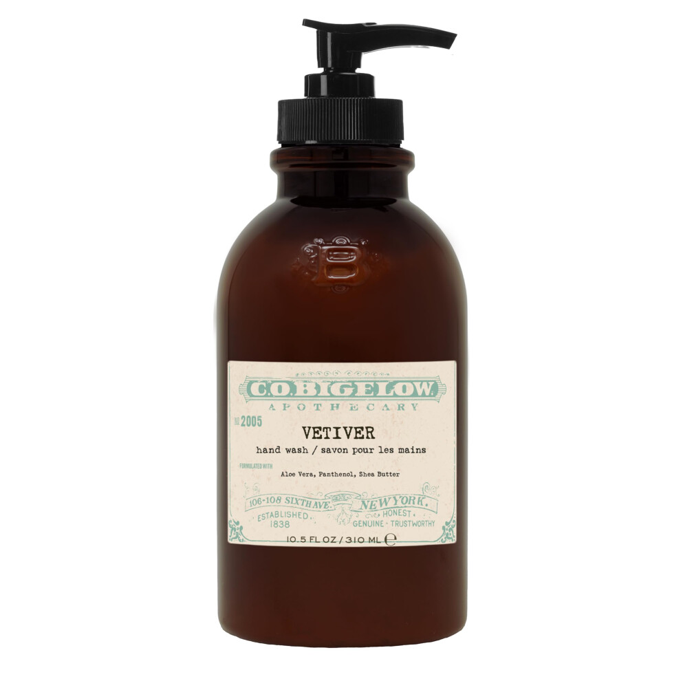 C. O. Bigelow C.o. Bigelow Iconic Collection Vetiver Hand Wash, Scented Hand Soap With Aloe Vera And Shea Butter, 10.5 Fl Oz