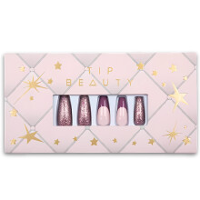Colecciones Tip Beauty Coffin | 28 Uñas Postizas & Pegamento Especializado | Kit de Uñas Falsas de Secado Rápido