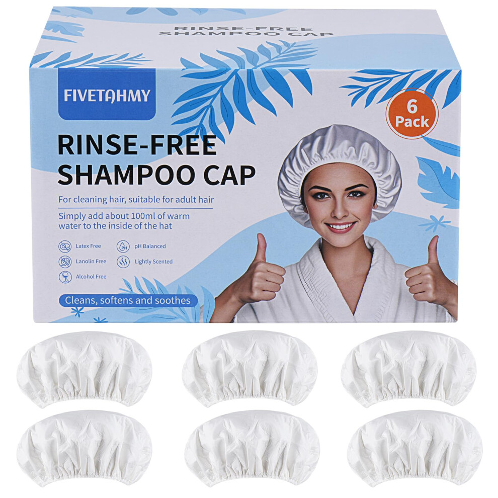 Sanpuk Shampoo Cap 6 Pack, No-Rinse Shampoo Cap, Waterless Shampoo And Conditioner Suitable For Adults, Bedridden And Seniors Suitable For Adults, Bedridden
