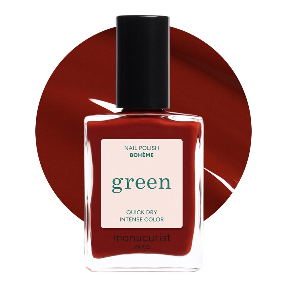 Manucurist Green,Red Green Boheme - Brownish Red Nail Polish - 9-Free, Vegan And Plant-Based - Quick Dry Manicure - Non Toxic - Made In France - 0.5 Fl Oz