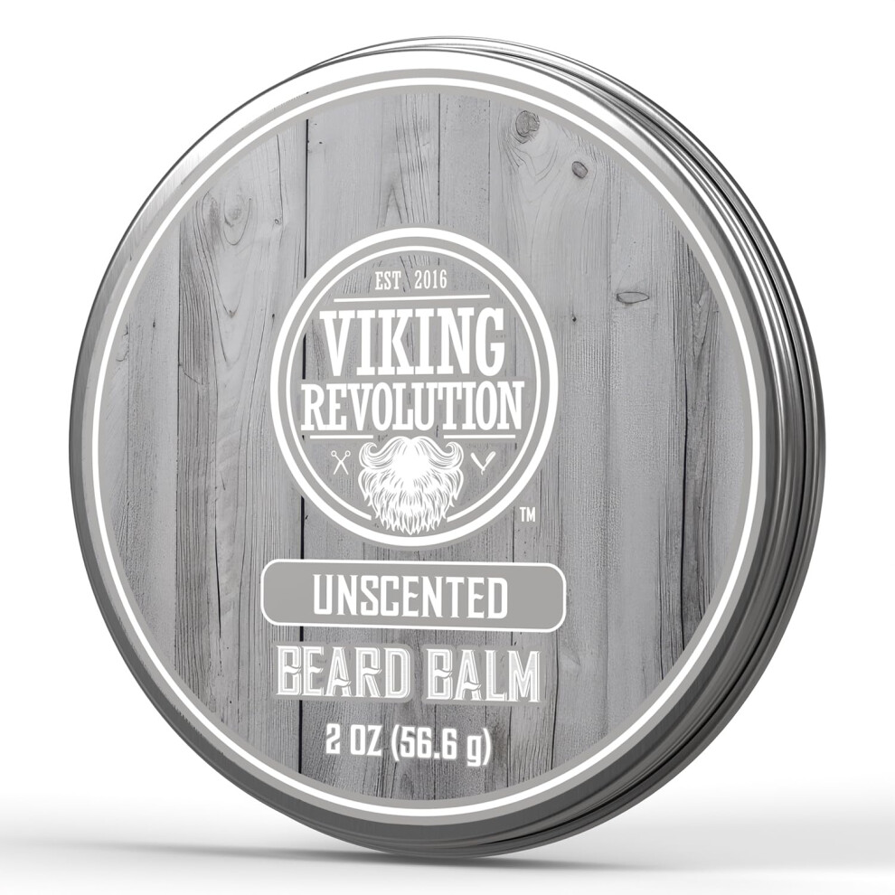 Viking Revolution Unscented Beard Balm For Men - Beard Butter With Argan Oil And Jojoba Oil Softener And Moisturizer Styling Balm - Gifts For Men With