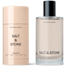 Salt & Stone Signature Geur Duo Set | 48 Uur Aluminiumvrije Deodorant & Hydraterende Body Mist | Geur Deodorant & Spray | Saffraan & Ced