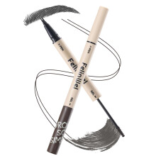 FelinWel Doppelseitiger Augenbrauenstift & Mascara - Wasserfester Augenbrauenstift mit 2-Gabel-Spitze & getöntem Gel 01# Grau Schwarz