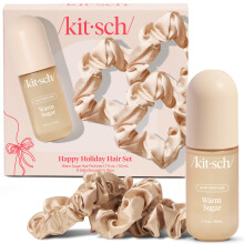 Kitsch Satin Scrunchies and Hair Perfume for Women Holiday Set - Warm Sugar Scent with Patented Odor-Eliminating Technology Hair Spray | Neutral Softe
