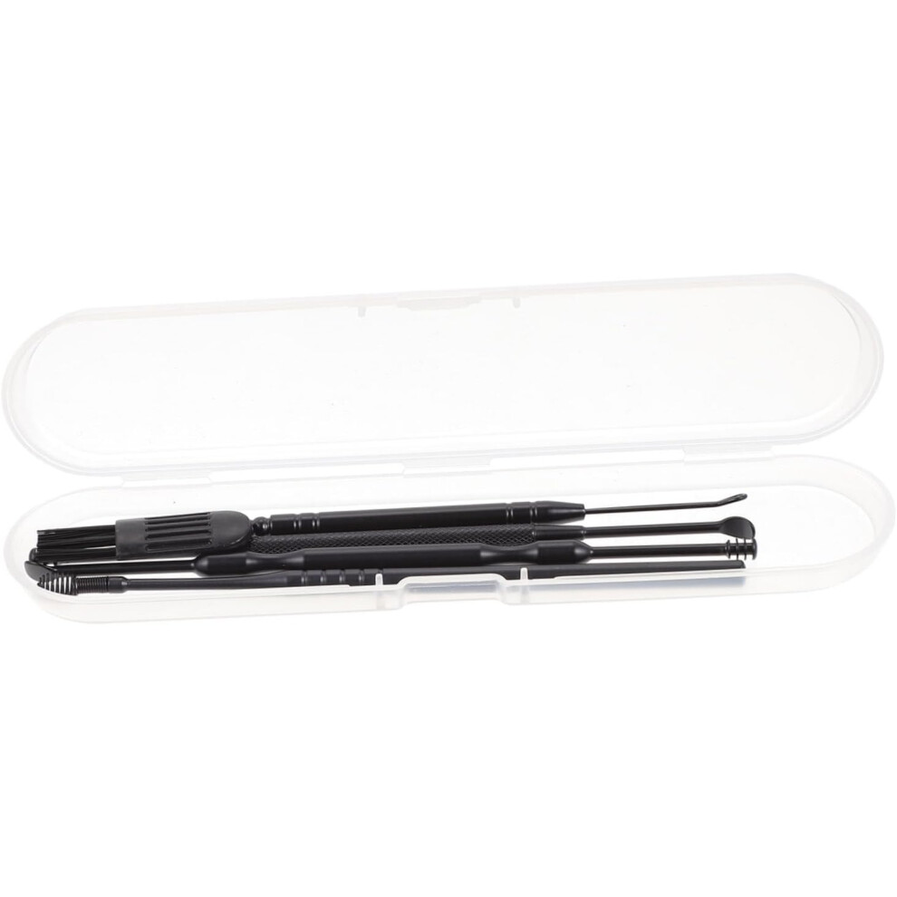 Hkhbjs Black Ear Wax Tool Kit 4Pcs Set With Double-Headed Stainless Steel Ear Picks And Cleaning Brush