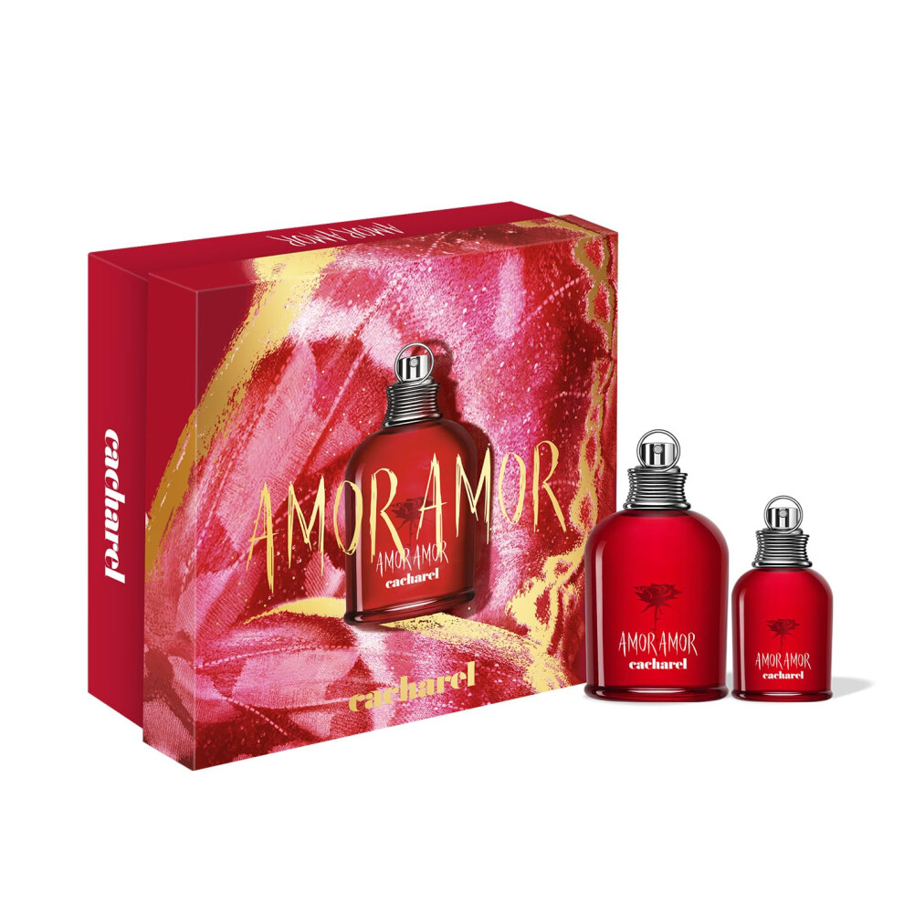 Cacharel Amor Amor Edt - Womens Fragrance Gift Set - Fruity Perfume, Vanilla, Musks Accord, Blackcurrant & Lily Accords - 2-Piece Set Includes Full Si