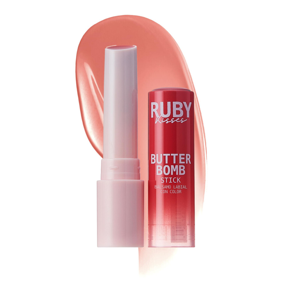 Ruby Kisses Butter Bomb Lip Balm, High Shine Tinted Lip Gloss, Ultra Hydrating Melting Lipstick With Shea Butter For Plumped Look, Lightweight Buildab