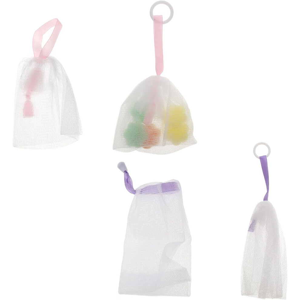 Hkhbjs Facial Cleansing Foaming Nets Soap Pouch Set 4Pcs Exfoliating Bubble Mesh Face Cleaning Tool