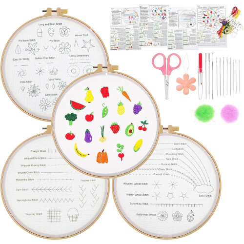 Easy Embroidery Kit for Beginners with Hoop and Pattern DIY Embroidery Material Set