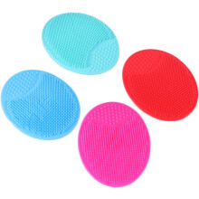 Set di 4 spazzole manuali in silicone per la pulizia del viso, massaggiatore facciale portatile rosa per spazzolare ed esfoliare il viso.