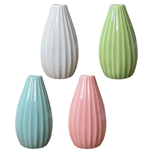 Elegant Ceramic Vases With Textured Design For Flower-White 1