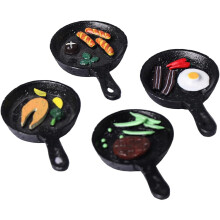4 Stück bezaubernde Bratpfannen-Kühlschrankmagnete, magnetische Harz-Kühlschrankaufkleber, handbemaltes, naturgetreues Design, Schwarz