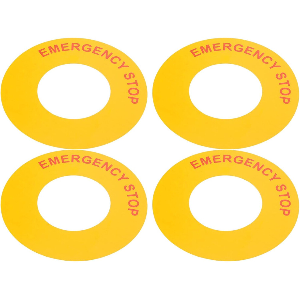 4Pcs Emergency Stop Sign Stickers Industrial Equipment Decals 8882873576309
