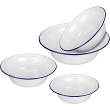 4-teiliges Emaille-Rührschüssel-Set, 20 x 20 x 7 cm, kaltgewalztes Emaille, bruchfest