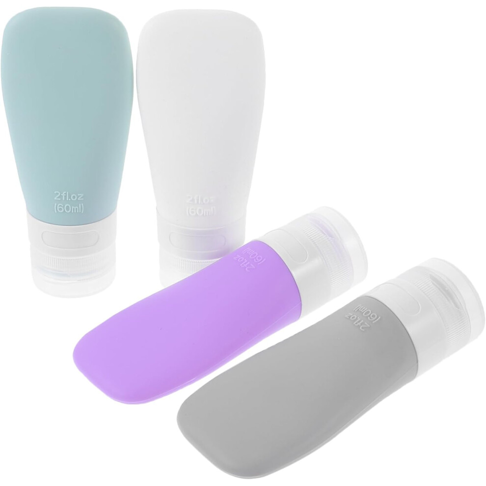 Hkhbjs 4Pcs Silicone Dispensing Bottles For Travel Refillable Squeeze Lotion Bottle For Shampoo Lotion And The Go
