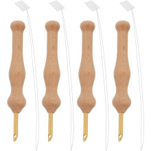 8-teiliges Set großer Punch Needles mit Holzgriffen und Einfädlern, Stickwerkzeug für DIY-Projekte