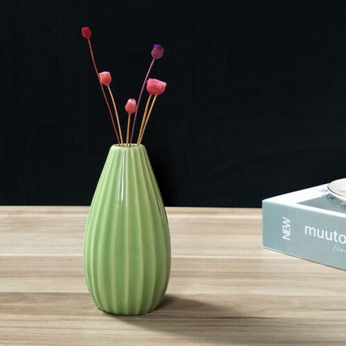 Elegant Ceramic Vases With Textured Design For Flower-White 2