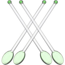 Lot de 4 cuillères à mélanger en verre, tête ronde, manche long ergonomique, prise en main confortable, style moderne et élégant