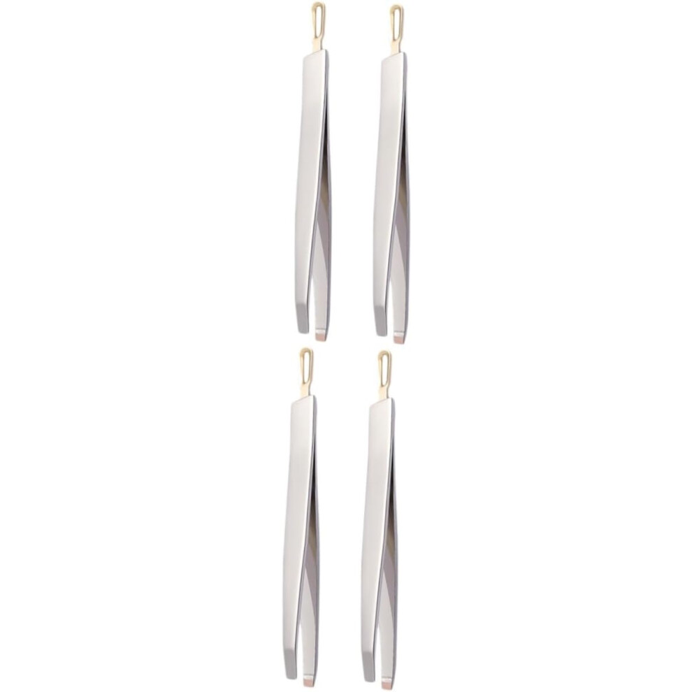 Hkhbjs 4Pcs Stainless Steel Eyebrow Tweezers Flat Mouth Eyebrow Clamps Creative Makeup Tweezers