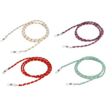 4 st handgjorda pärlbesatta glasögonremmar vintage halsband för glasögonhållning dekorativ hållare för glasögon röd lila vit himmelsblå