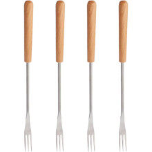 4er-Set Marshmallow-Gabeln und Käsegabeln, 26 cm, Holz, Edelstahl, komfortabler Griff, verschleißfest, ideal zum Grillen, Kuchenbraten und Braten