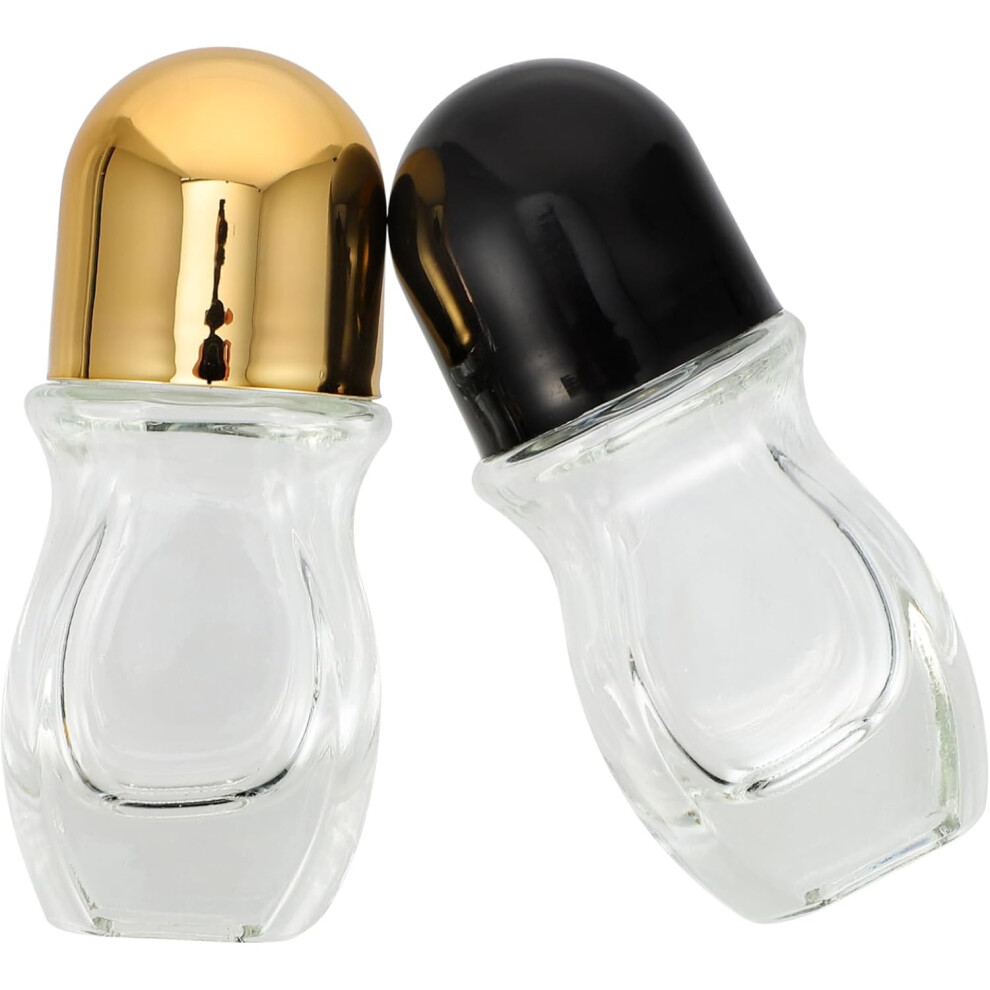 Hkhbjs Black/Golden 4Pcs Glass Roller Bottles Perfume Dispenser Small Aromatherapy Roller Bottle For Essential Oils For Home Travel