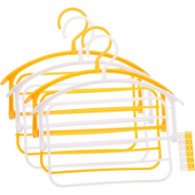 Lot de 4 cintres rotatifs pour penderie, optimisant l'espace et pouvant accueillir pantalons, foulards et serviettes.