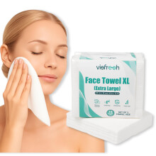 Disposable Face Towel Travel Pack - XL 10"12" Face Towelettes Disposable, Ultra-Soft & Thick Travel Face Wipes for Sensitive Skin, Makeup Remover Dry