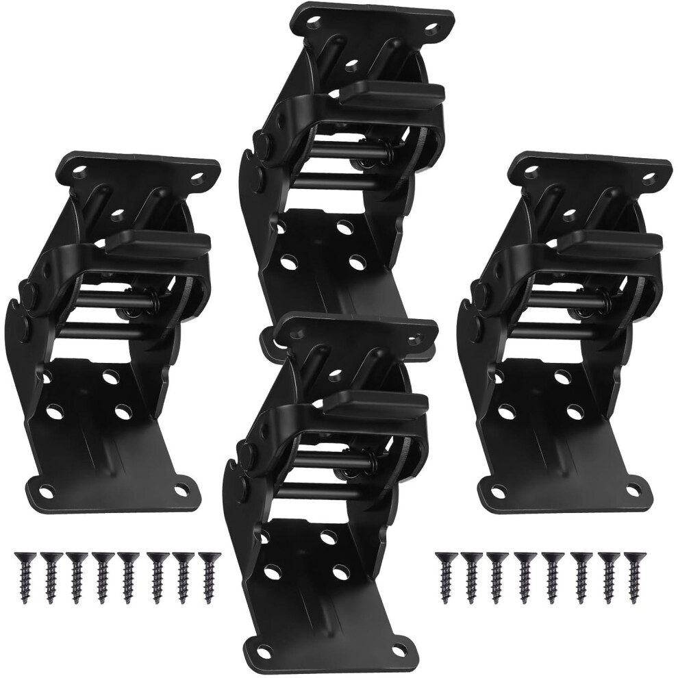 4Pcs Folding Hinges Furniture Fittings Connector Black Iron Heavy Duty Sturdy Build Versatile Usage 5455468323706