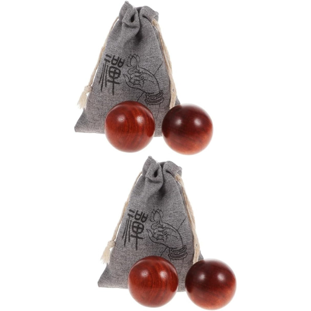 Hkhbjs 2 Sets Handheld Massage Balls Wooden Hand Exercise Balls For Hand Rolling Massage