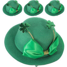 4pcs Holiday Decorative Hair Clips St Patricks Day Mini Hat Clip Shamrock Bow Hair