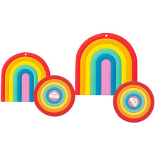 4 regenbogenförmige PVC-Tischsets zum Schutz vor Kratzern und als Tischdekoration