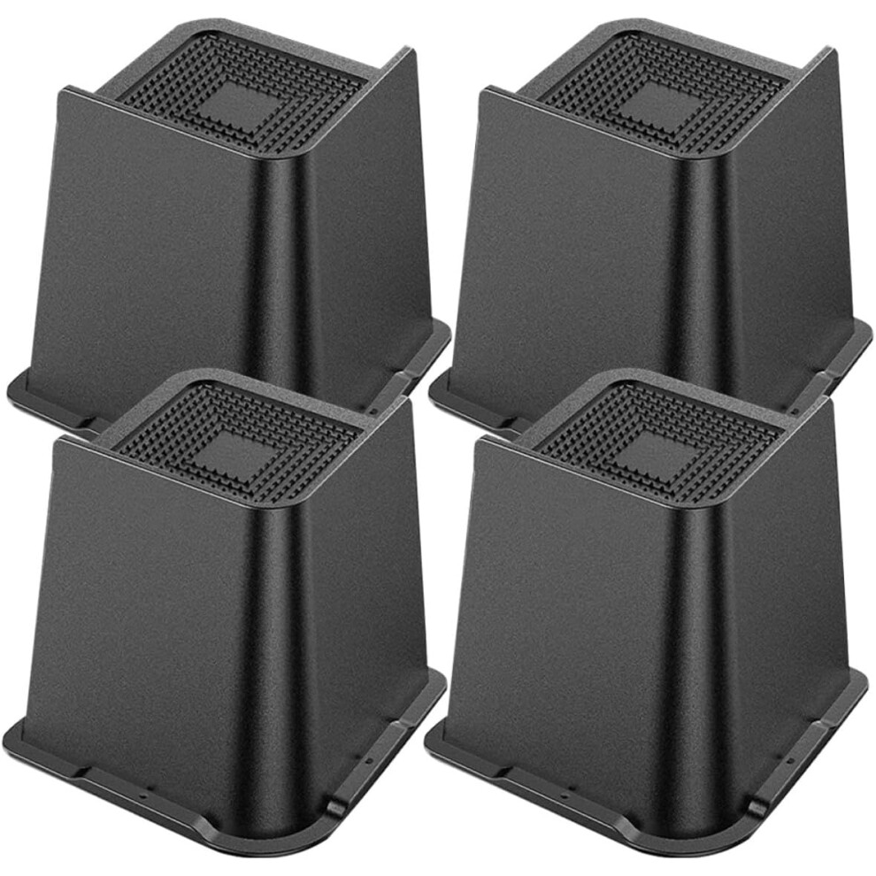 4Pcs Furniture Risers For Desk Legs Chair Riser Black Abs Rubber Anti-Skid Half-Wrapped Design Create 8882873578303