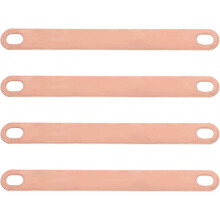 4 st 100 mm kopparbatteriflikar för kontakter, 6x9 mm hål, 2 mm tjocka röda kopparcellremmar