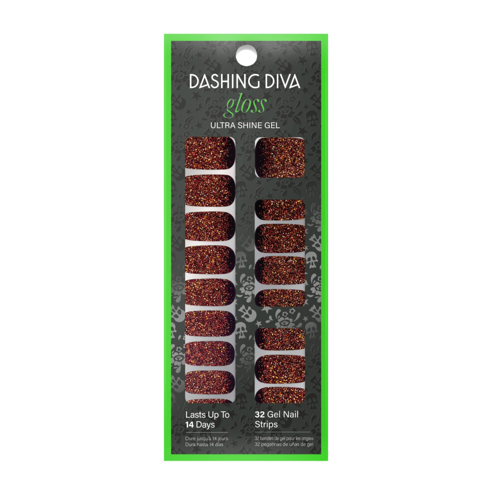 Dashing Diva Gloss Nail Strips - Jackie Baby | Uv Free, Chip Resistant, Long Lasting Gel Nail Stickers | Contains 32 Wraps, 1 Prep Pad, 1 File