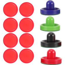 96-mm-Tisch-Eishockey-Pucks und Kunststoff-Schieber-Set, 8 rote Pucks, 4 Filzgleiter