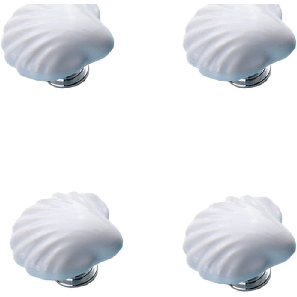 4pcs Ceramic Shell Knobs Sea Style Pull Handle Solid Base Wearable Cupboard Pull Knob