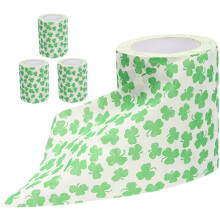 Lot de 4 rouleaux de papier toilette à motifs de feuilles pour la Saint-Patrick. Papier doux et polyvalent.